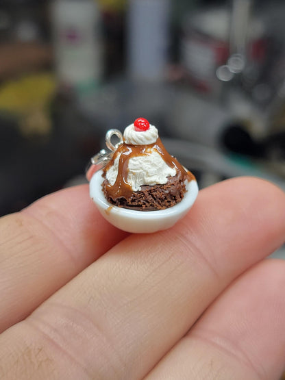 Brownie hot fudge sundae dangle earrings