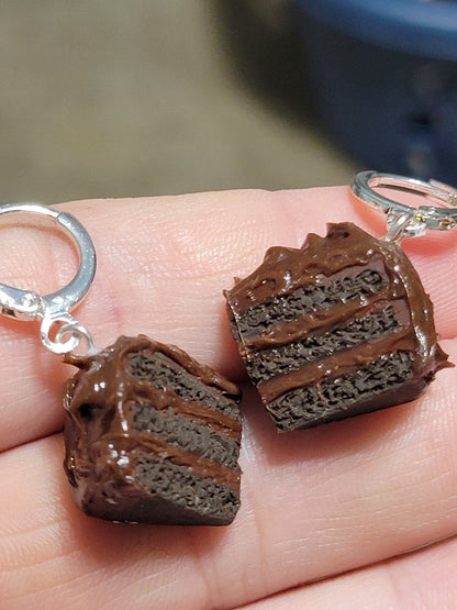 chocolate cake slice earrings or charm
