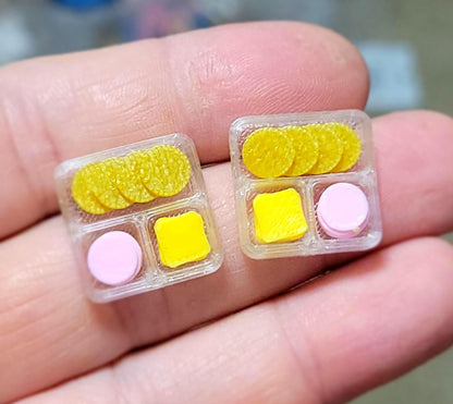 3d printed Miniature Lunchables stud earrings