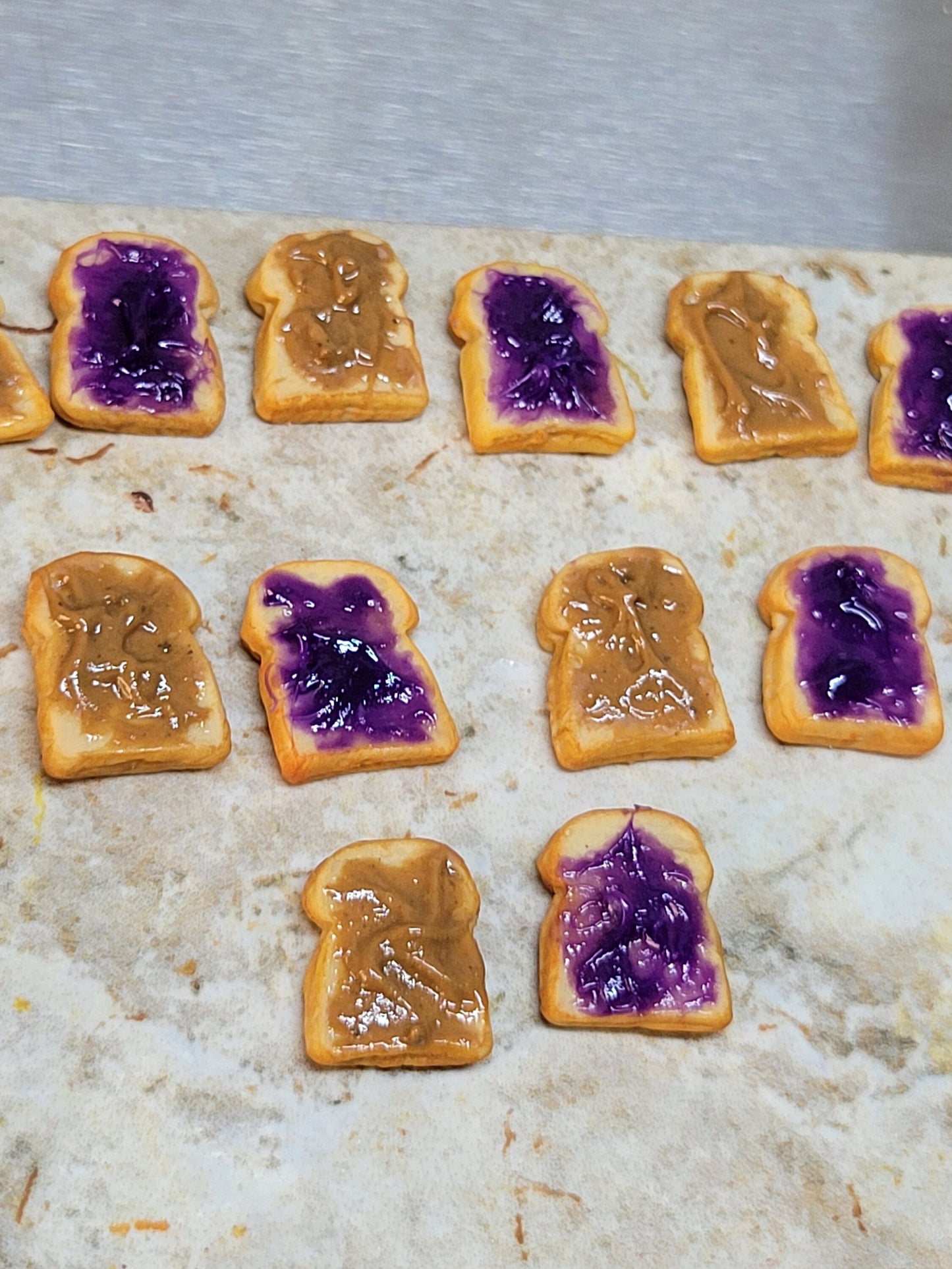 Peanut butter and jelly stud earrings - bread slices