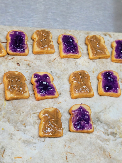 Peanut butter and jelly stud earrings - bread slices