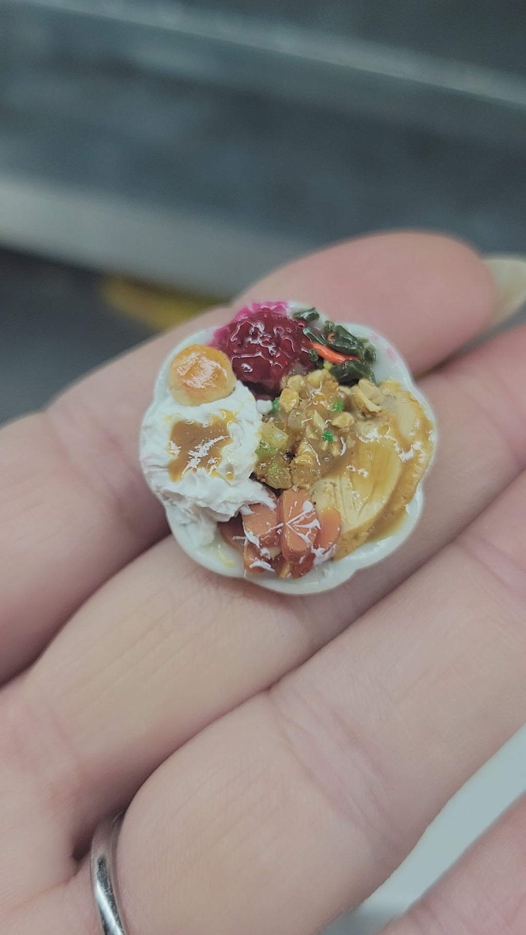 Holiday turkey dinner ring or dollhouse plate option