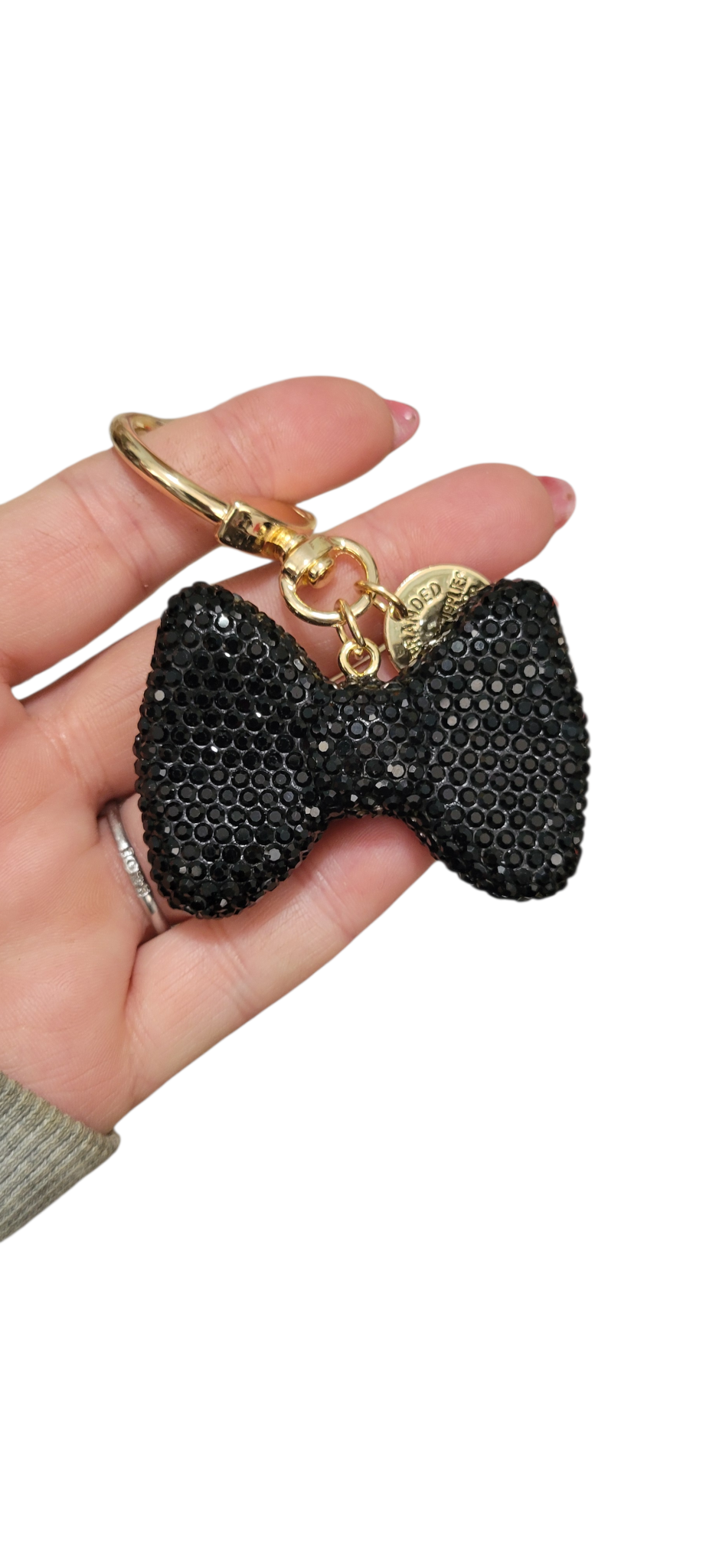 Card holder with glitter bow keychain