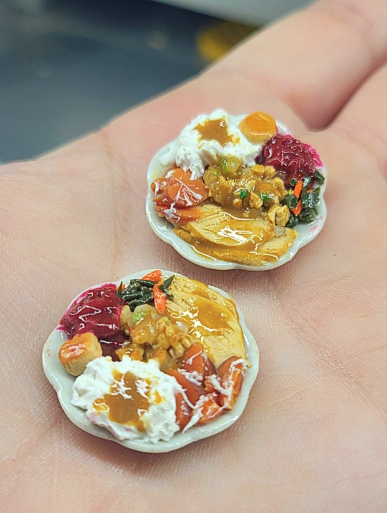 Holiday turkey dinner ring or dollhouse plate option