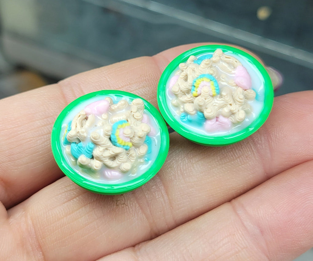 Cereal bowl with milk earrings
