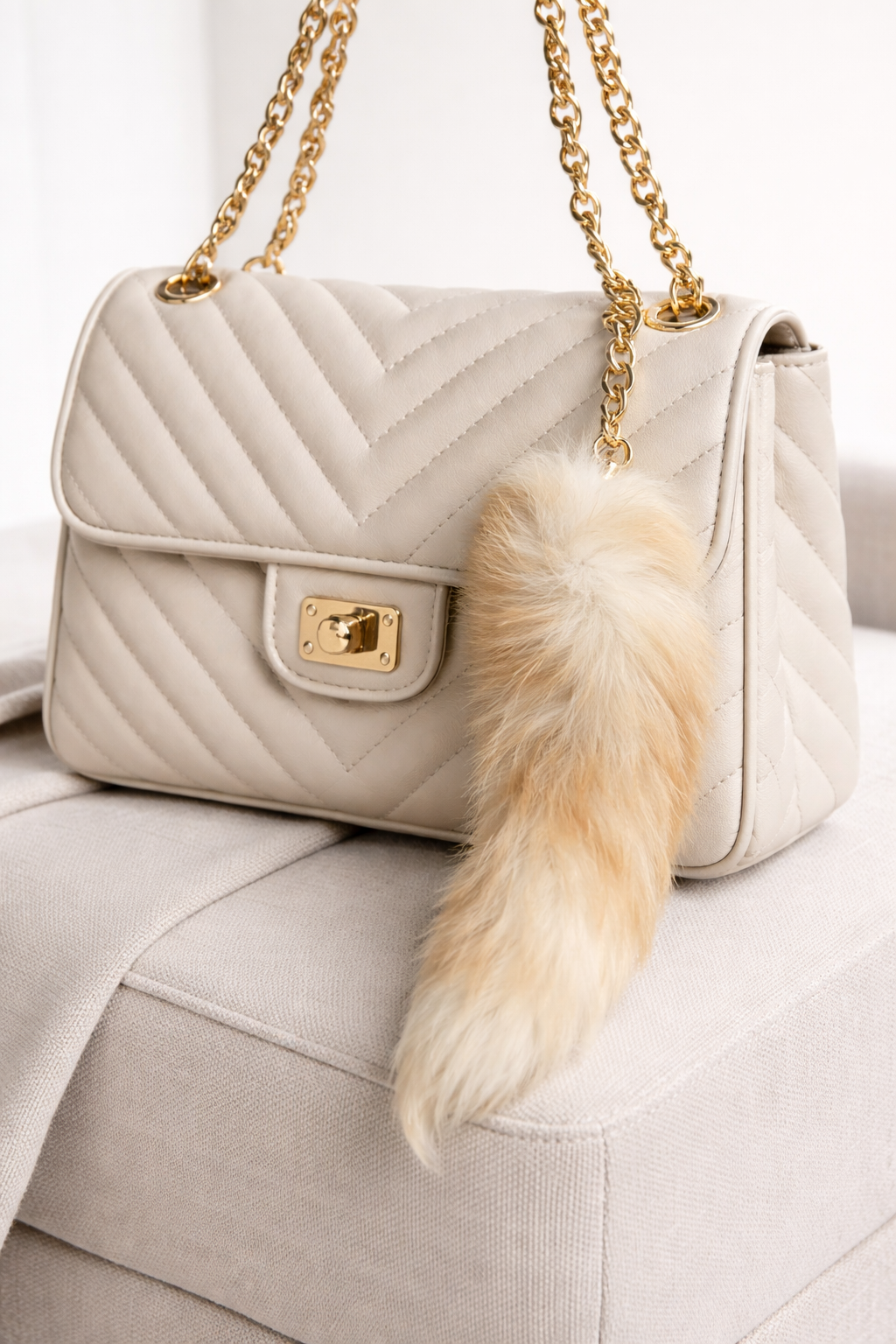 Fur tail purse charm (purse not included) 2 color options!