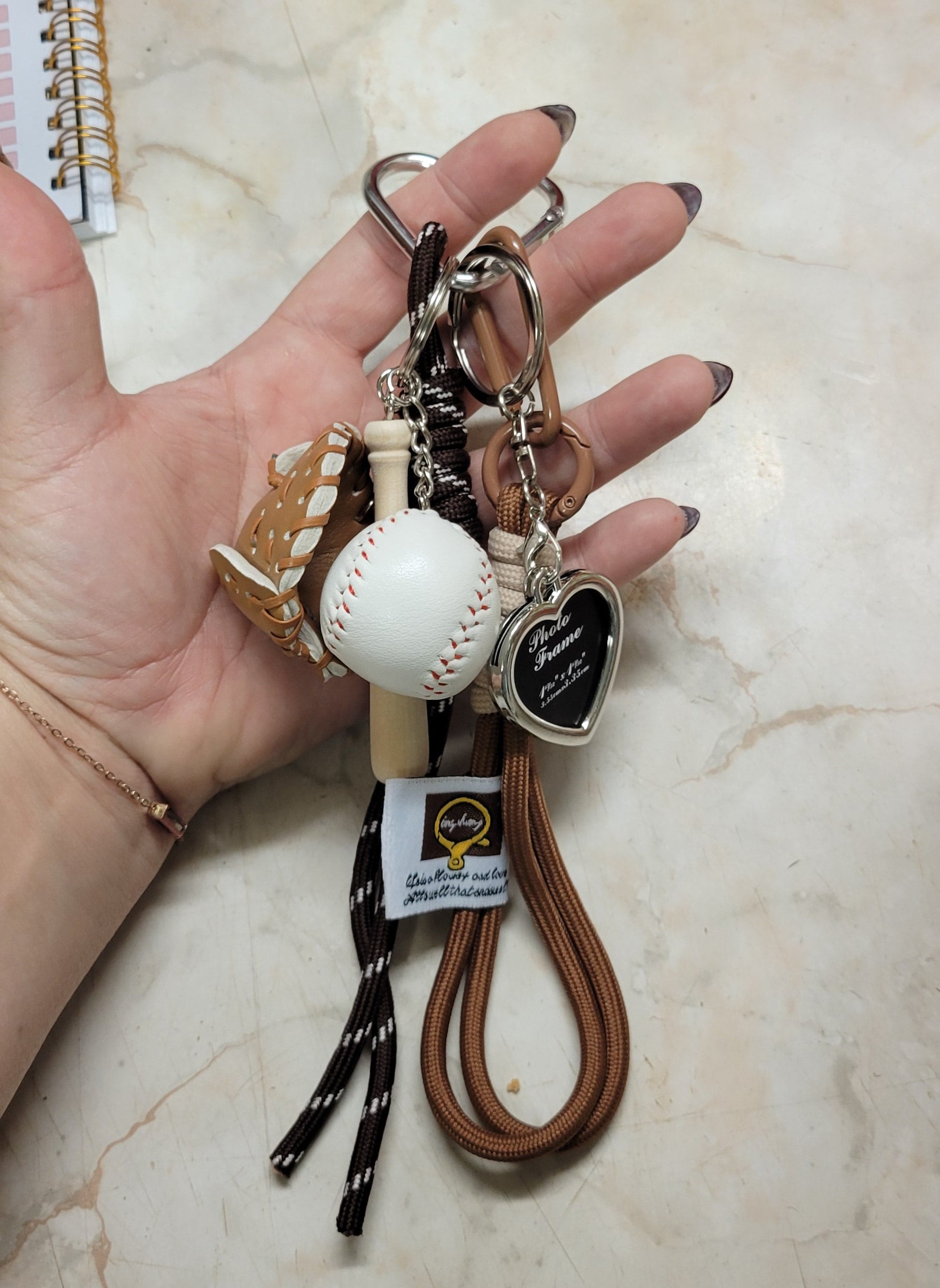 Baseball Mama bag charm keychain