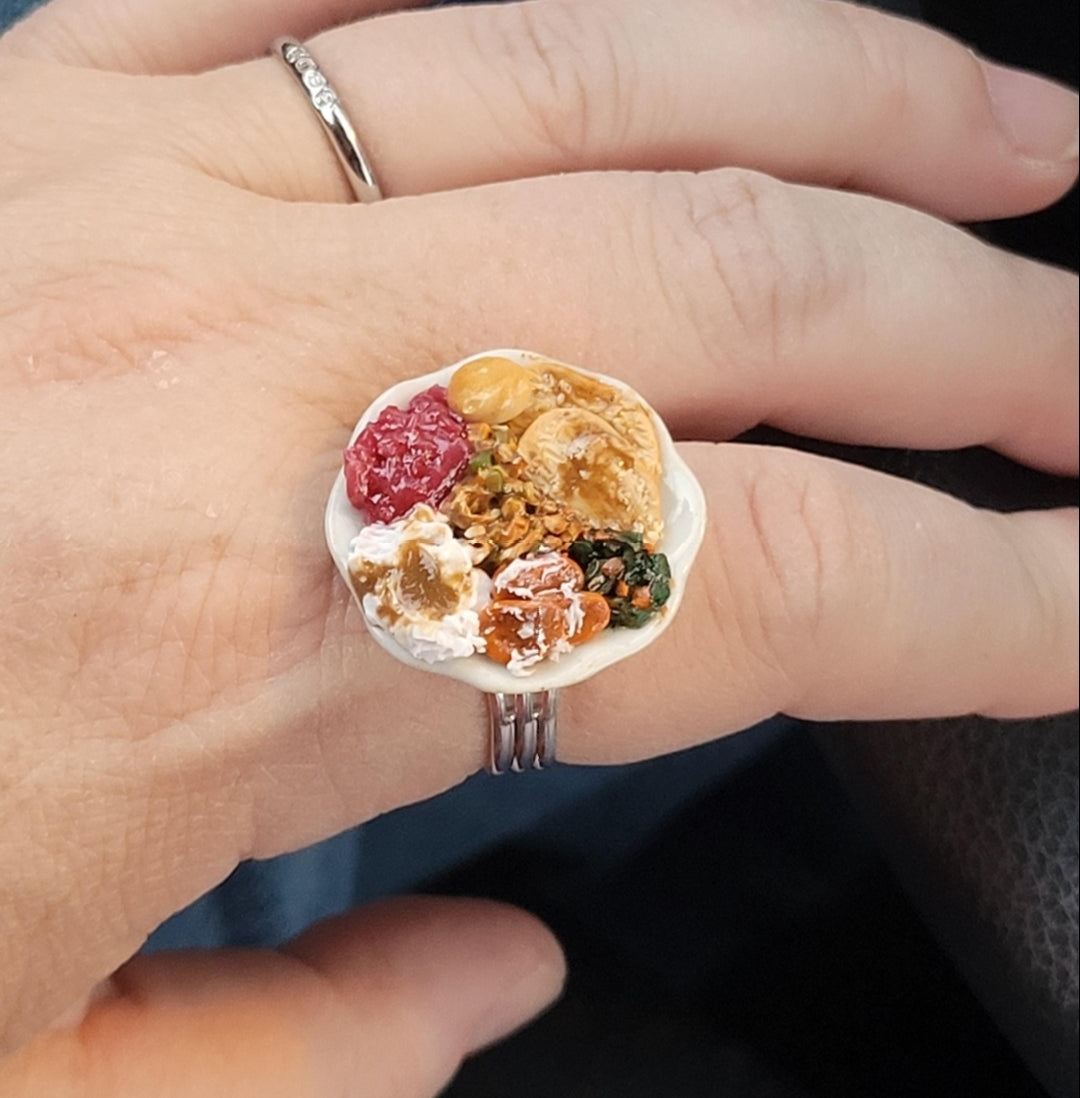 Holiday turkey dinner ring or dollhouse plate option