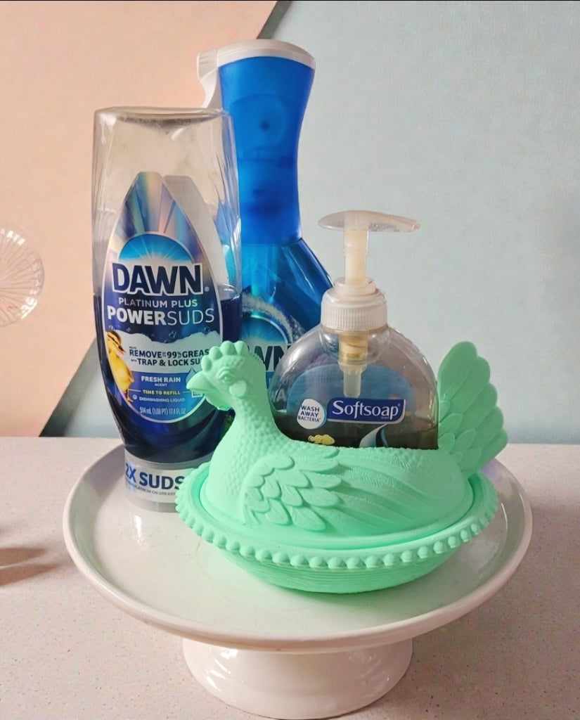 Hen on a nest hand soap holder