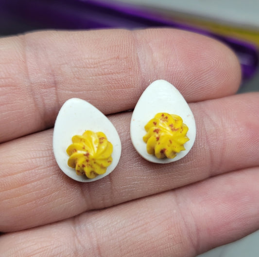 Deviled egg stud earrings