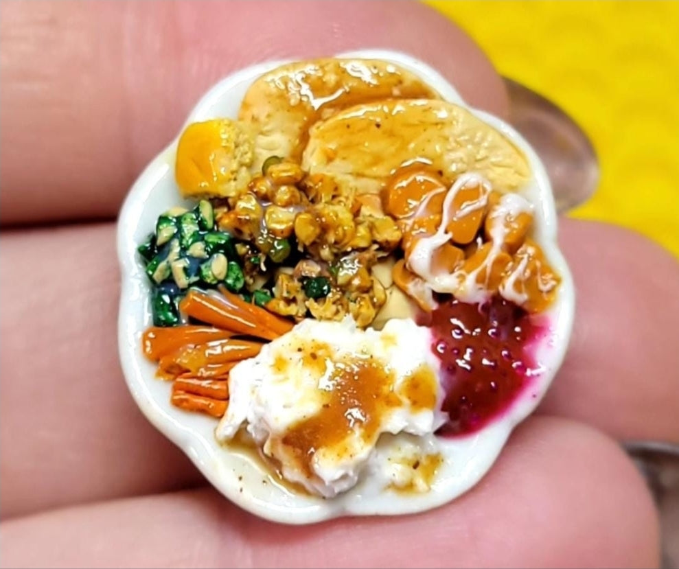 Holiday turkey dinner ring or dollhouse plate option