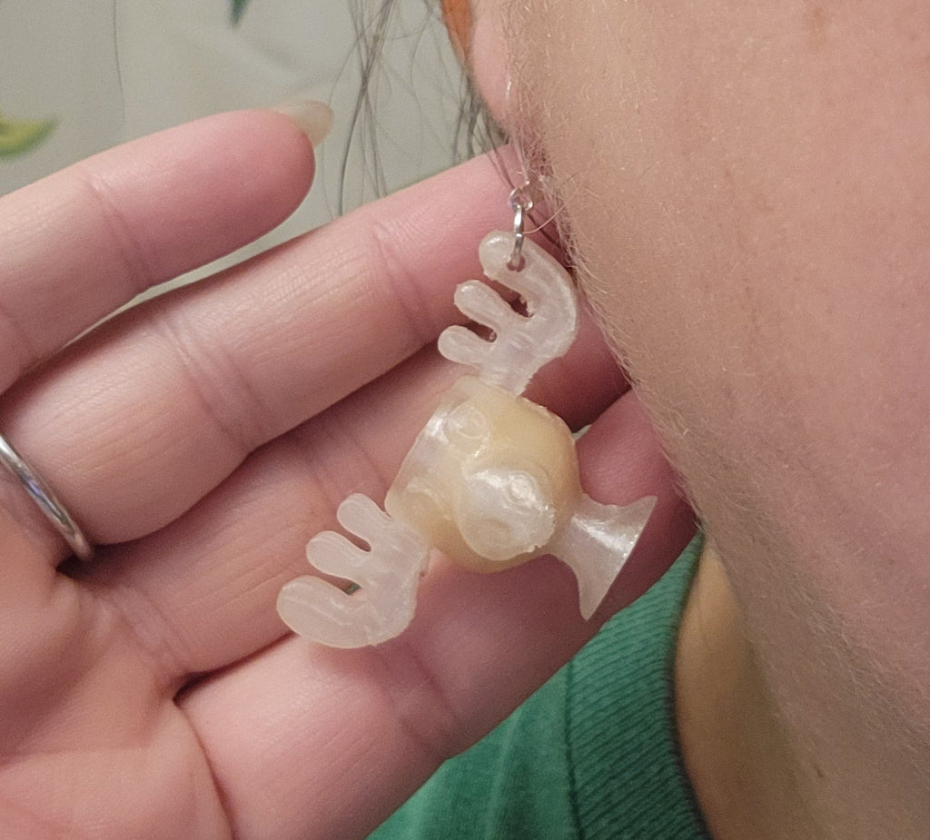 Moose glass eggnog earrings