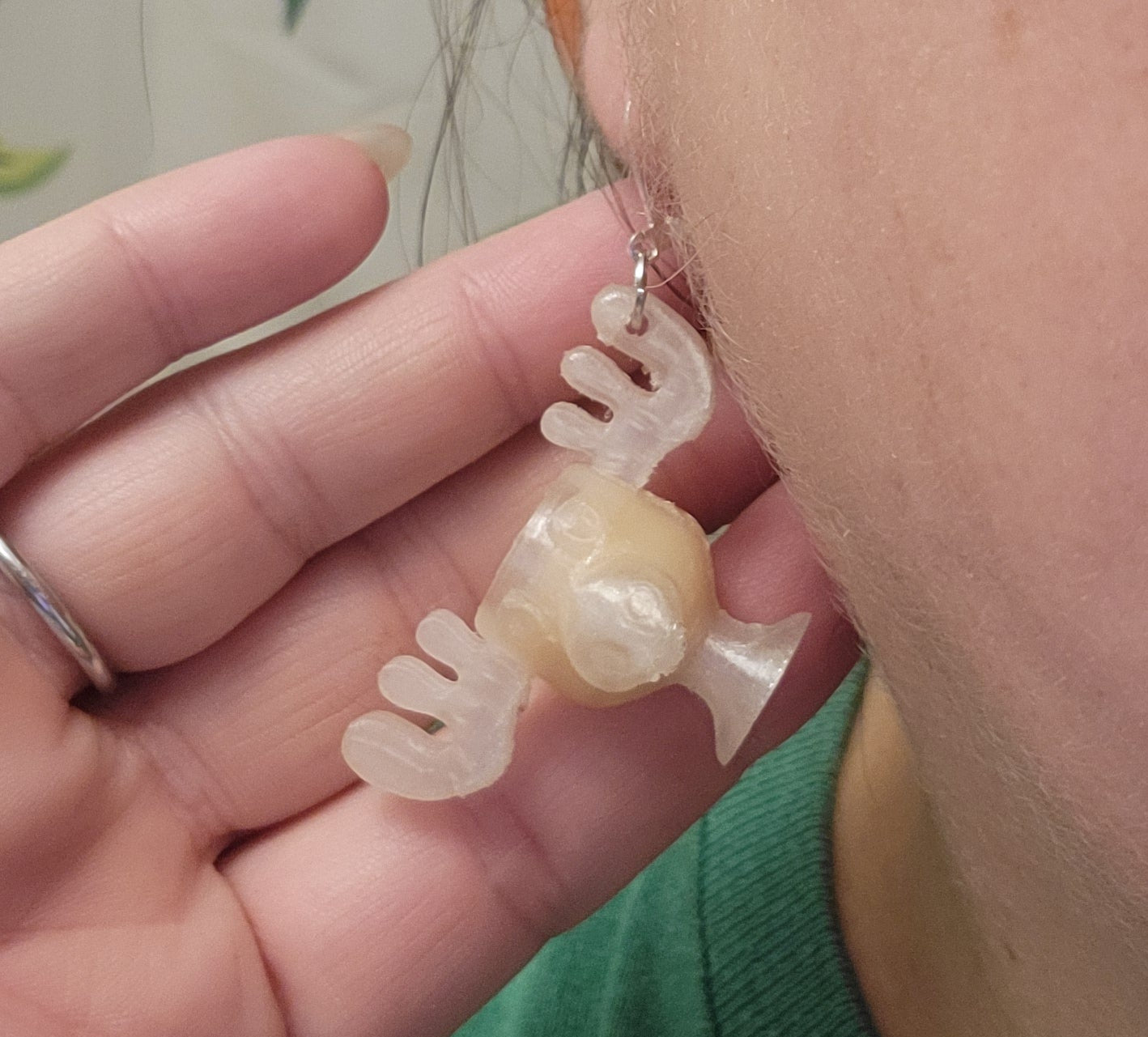 Moose glass eggnog earrings