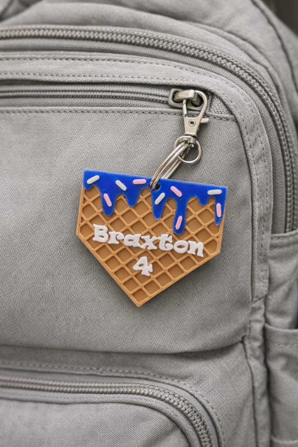 Ice cream drip baseball bag tag/ keychain