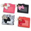 Card holder with glitter bow keychain
