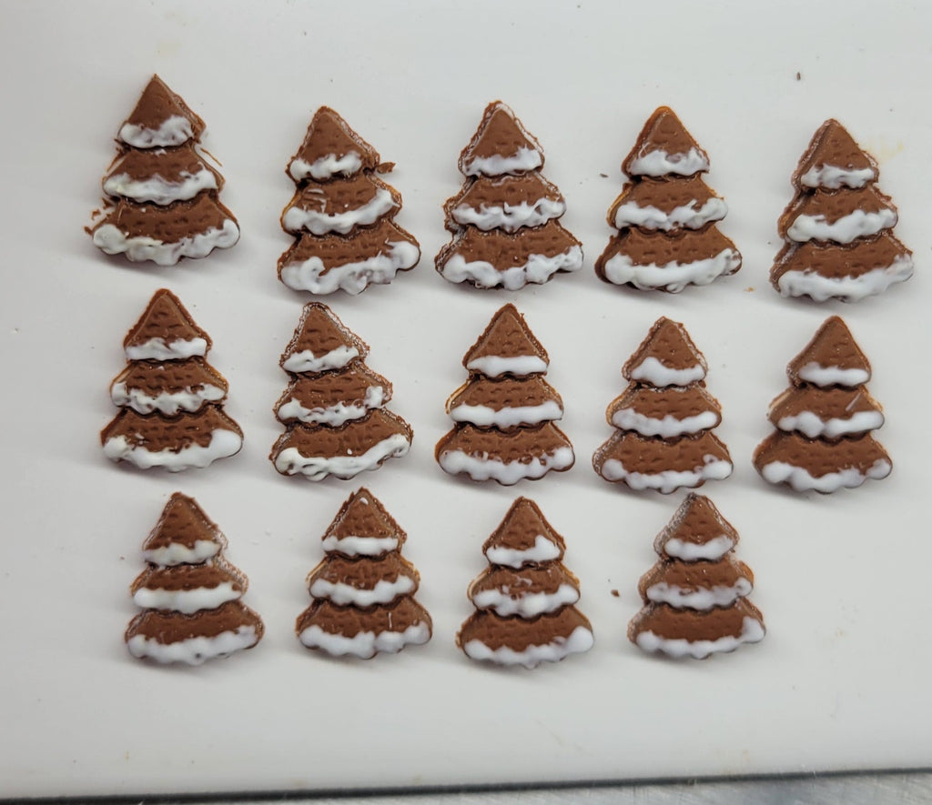 Iced gingerbread cookie tree stud earrings