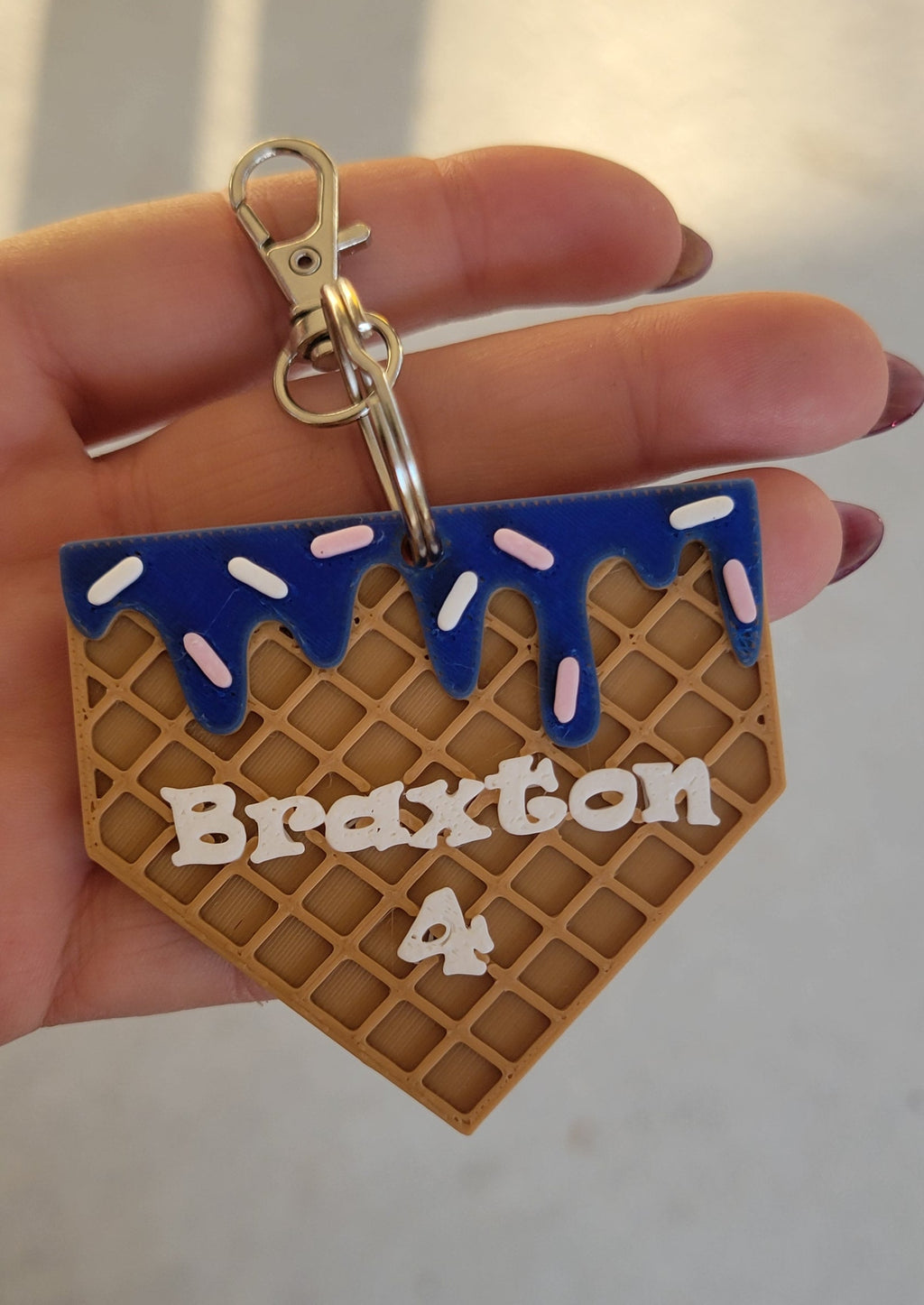Ice cream drip baseball bag tag/ keychain