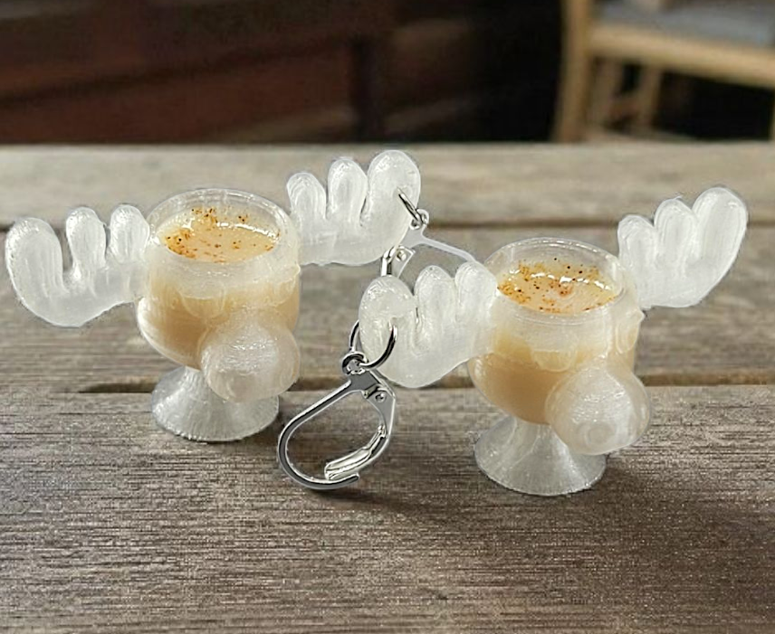Moose glass eggnog earrings