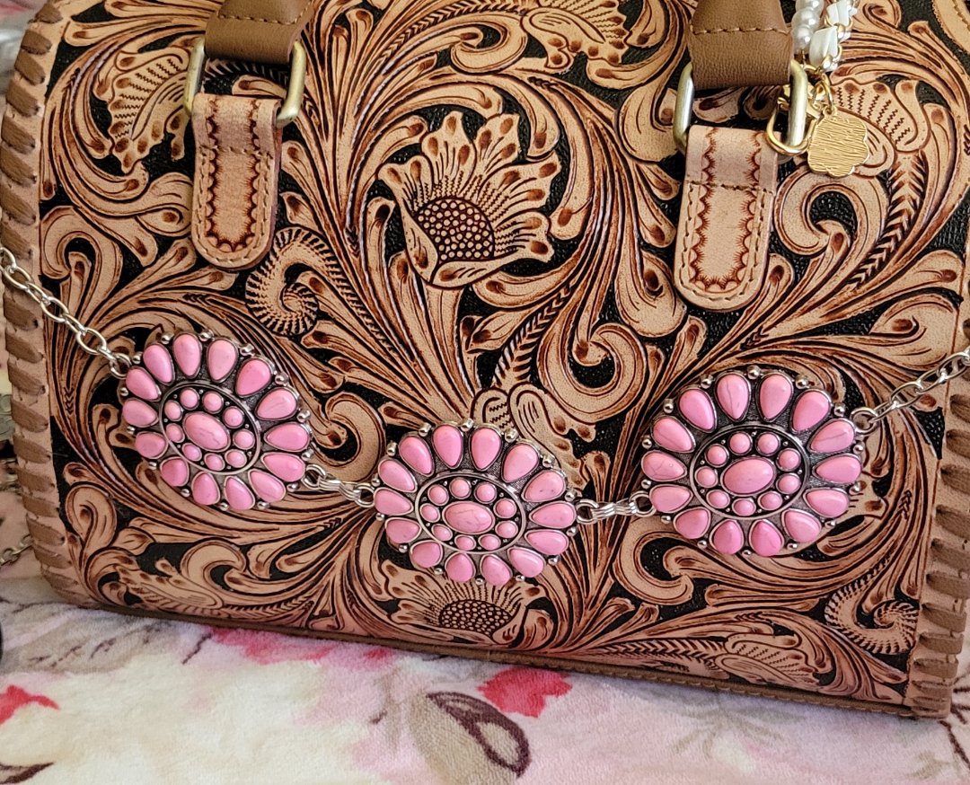 Pink flower concho purse chain (bag not include)