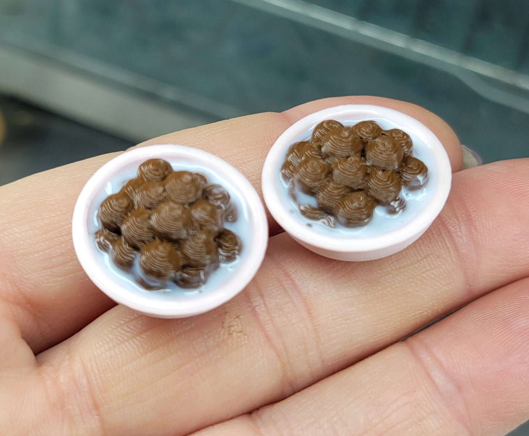 Cereal bowl with milk earrings