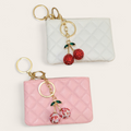 Quilted mini change wallet and cherry keychain (2 color options)