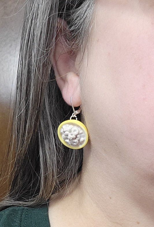 Cereal bowl with milk earrings
