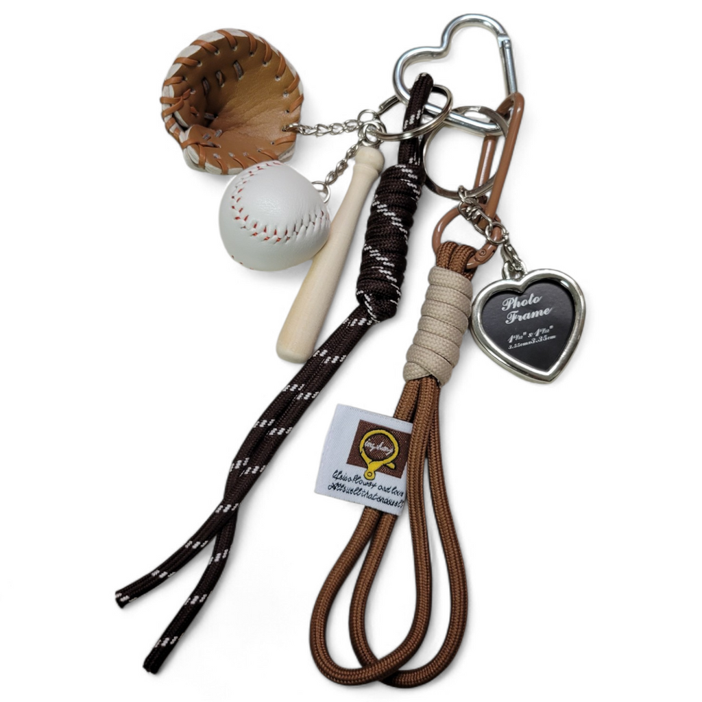 Baseball Mama bag charm keychain