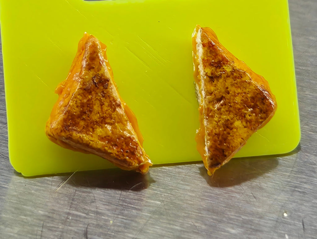 Buttery grilled cheese stud earrings