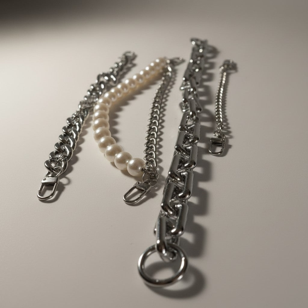 Silver chains - (4 piece set)
