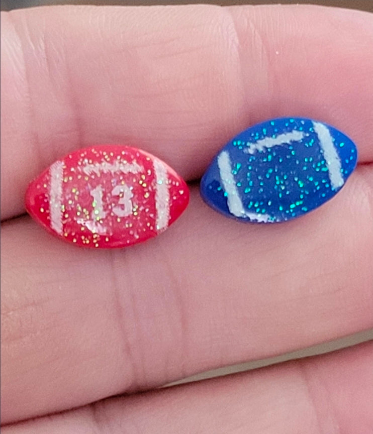 Customizable glitter football stud earrings