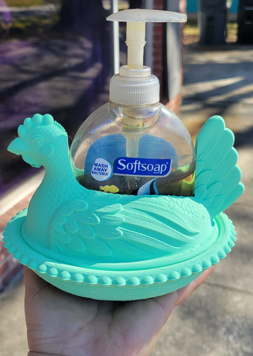 Hen on a nest hand soap holder